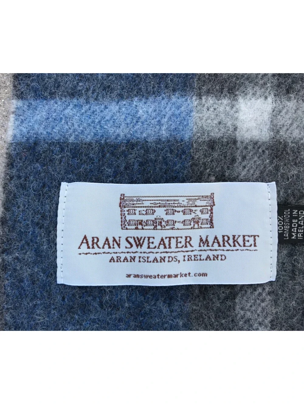 New Aran Islands Ireland Scarf and Used LOCHARRON both 100% Lambswool Plaid 9.5W